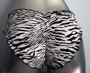 Victoria's Secret The Ruffle Cheeky Black Zebra Stripe Ruched Bikini Bottom XS